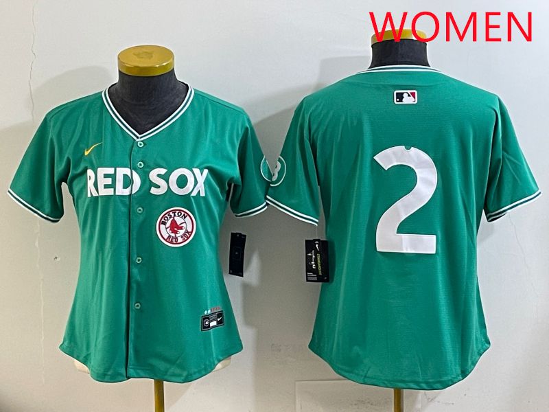 Women Boston Red Sox #2 No Name Green Joint Name Nike 2025 MLB Jersey style 10